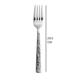 Stainless Steel Fork Set of 6 - 20.5cm Silver Textured Handle