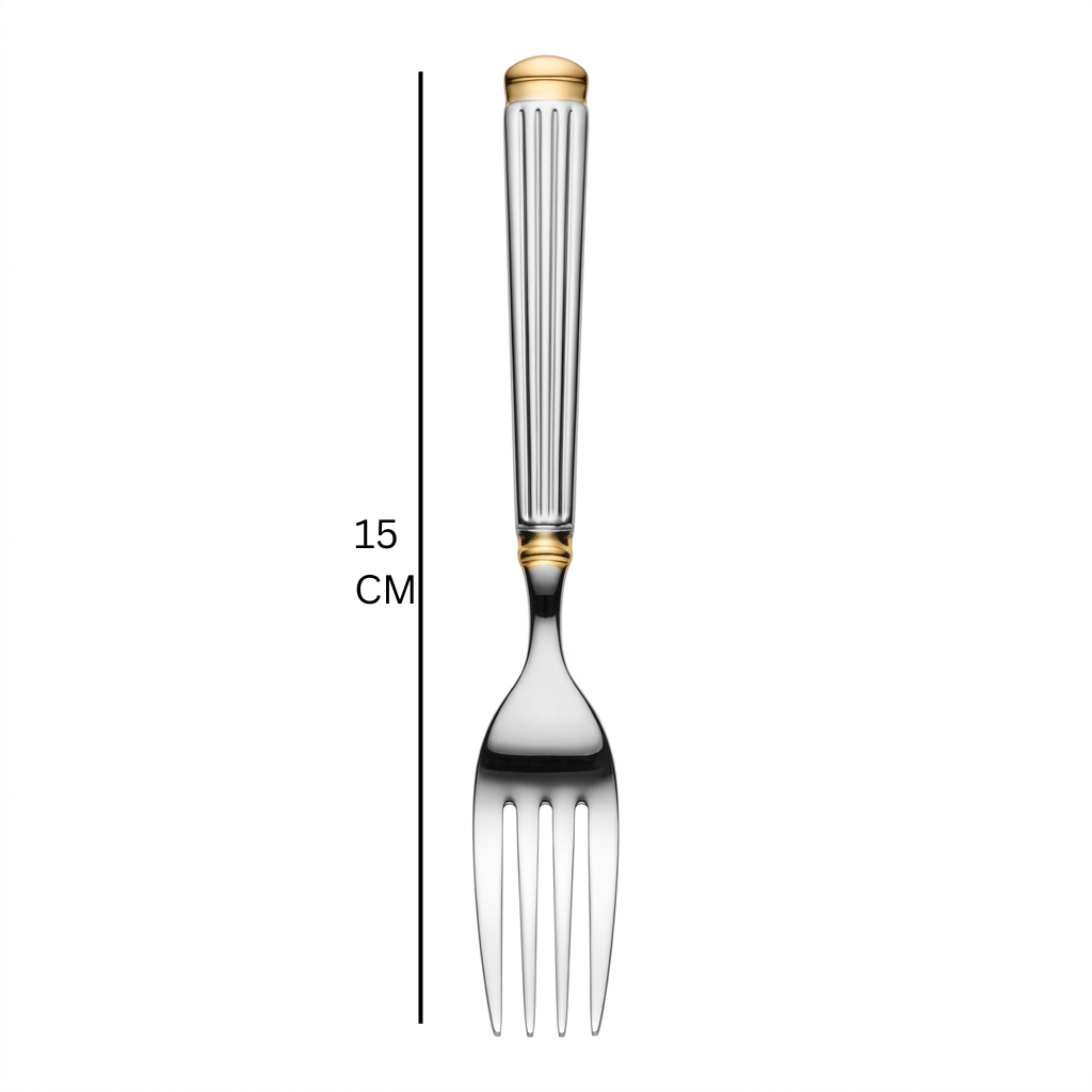 Stainless Steel Fork Set of 6 – 15cm Silver & Gold Accent