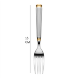Stainless Steel Fork Set of 6 – 15cm Silver & Gold Accent
