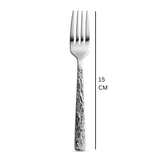Stainless Steel Fork Set of 6 - 15cm Silver Textured Handle