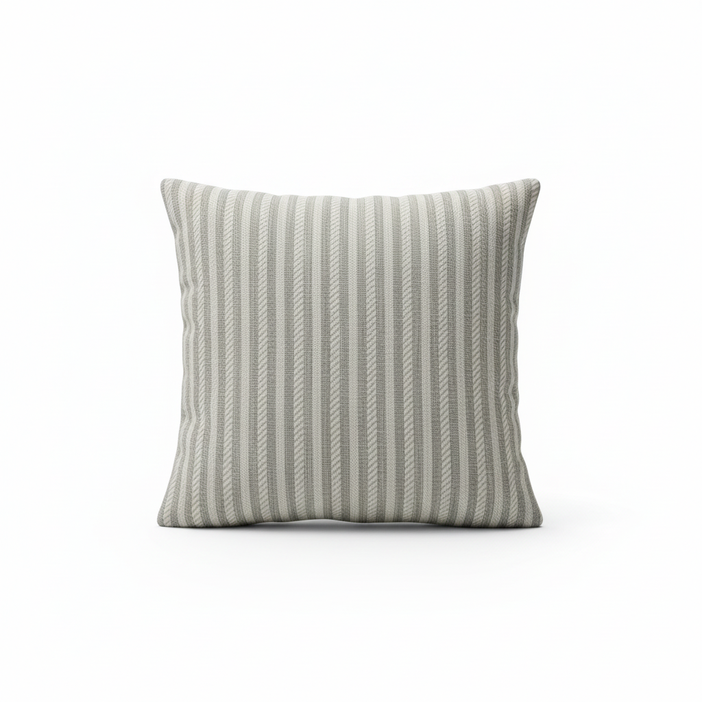 Striped Cushion Light Grey & Cream - 40cm