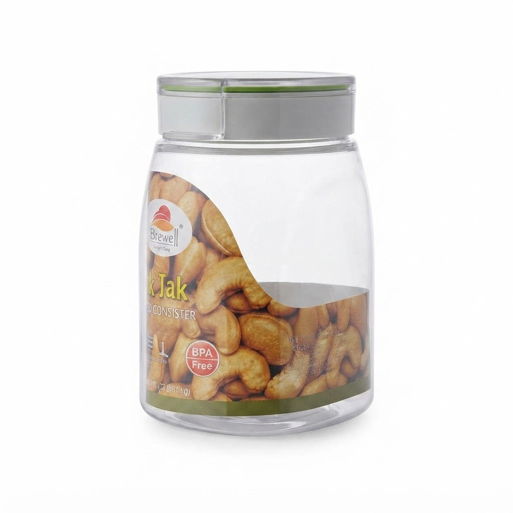 Servewell Tik-Tak Airtight Canister 1.1L - BPA-Free Flip-Lock Storage Jar