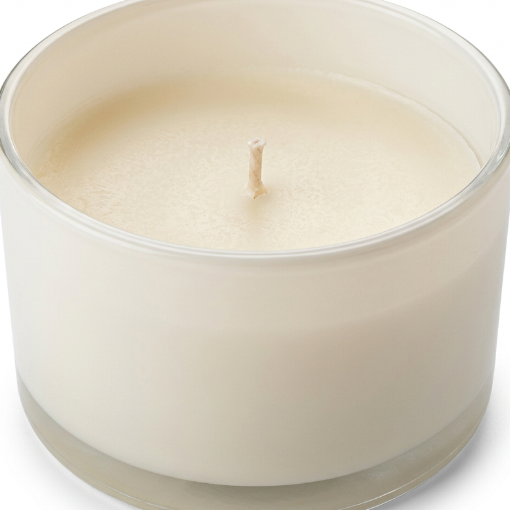 شمعة معطرة في وعاء زجاجي كريمي – 9 سم