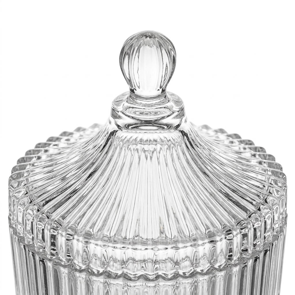 Yesink Glass Sugar Pot with Decorative Lid – 9cm