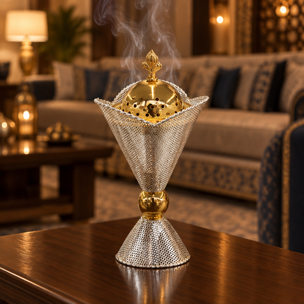 Metal Incense Burner with Decorative Lid – 22×14cm