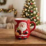 Ceramic Christmas Mug with Raised Santa Design - 300ml