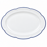 Luhpar Ceramic Oval Platter White with Blue Rim - 35.8x25cm