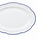 Luhpar Ceramic Oval Platter White with Blue Rim - 35.8x25cm