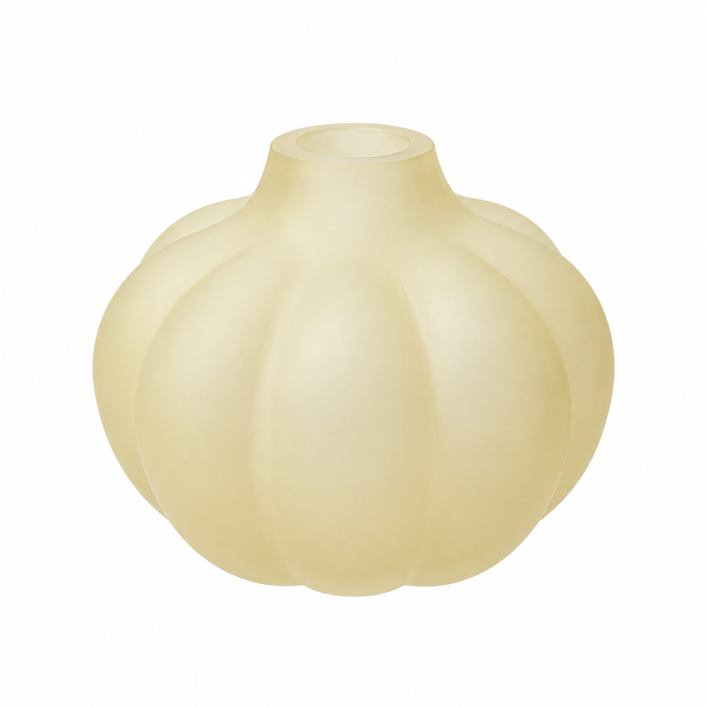 Ribbed Design Glass Vase Cream  - 10cm