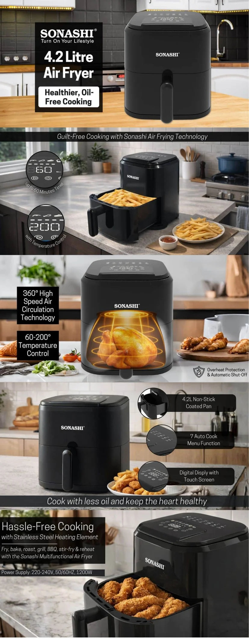 Sonashi Digital Air Fryer 4.2L