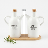Ceramic Oil & Vinegar Bottle Set with Tray 17 cm