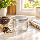 Nautilus Clear Glass Jar with Silver Lid – 270ml