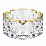 Diamond Glass Ashtray with Golden Rim – 11cm