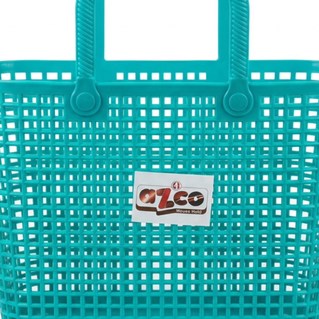 Azco Plastic Shopping Basket with Handles Turquoise – 33×17cm