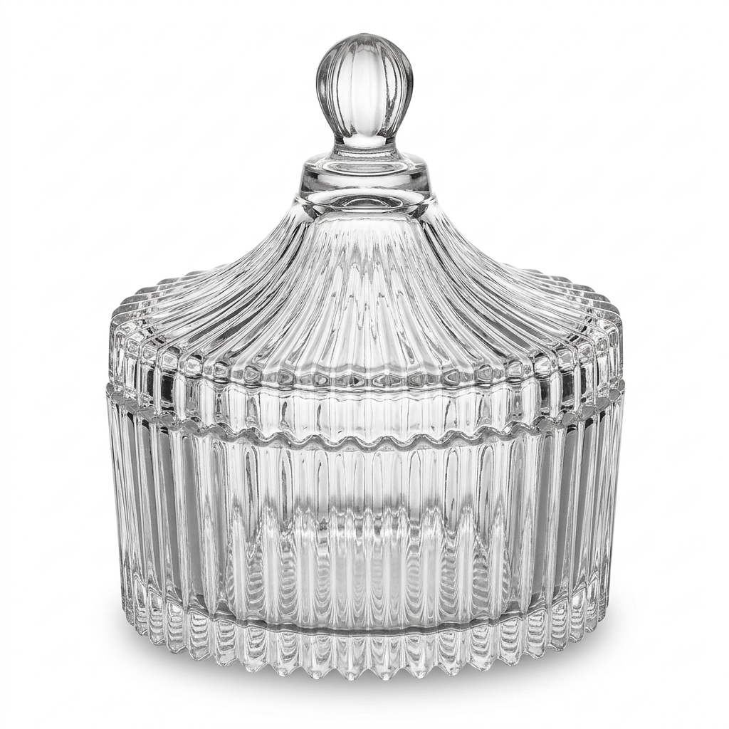 Yesink Glass Sugar Pot with Decorative Lid – 9cm