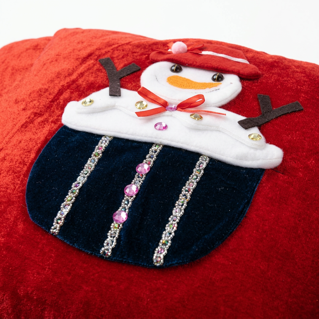 Christmas Snowman Decorative Cushion Red – 40×40cm