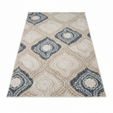 Carpet Cream & Navy Blue Ornamental Pattern
