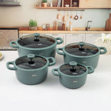 Julia Casserole Set 8Pcs - Green Teal - Durable Die-Cast Aluminum - Non-Stick