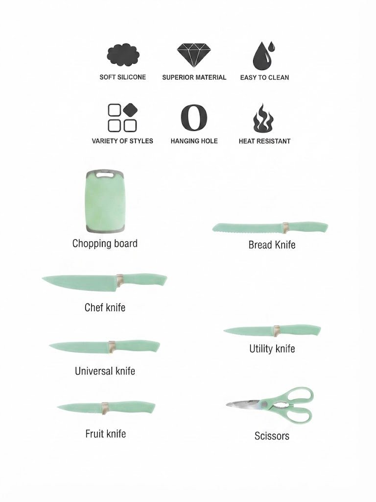 19-Piece Silicone Kitchenware Set – Knives, Utensils & Chopping Board (Assorted Colors) - Al Kabayel Discount Centre19-Piece Silicone Kitchenware Set – Knives, Utensils & Chopping Board (Assorted Colors)Kitchen Utensils & GadgetsAKDCAl Kabayel Discount Centre
