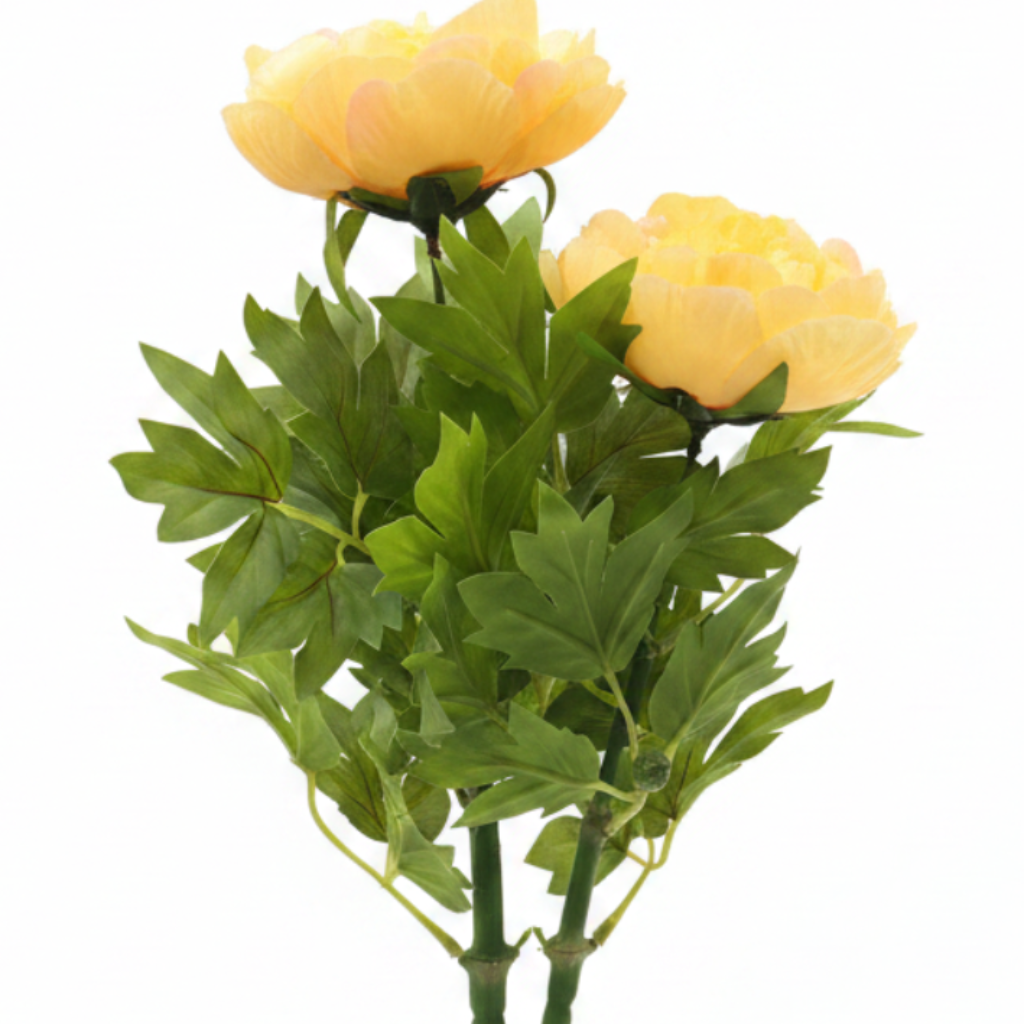 Artificial Flower Plant Yellow with White Plastic Pot - 40cm