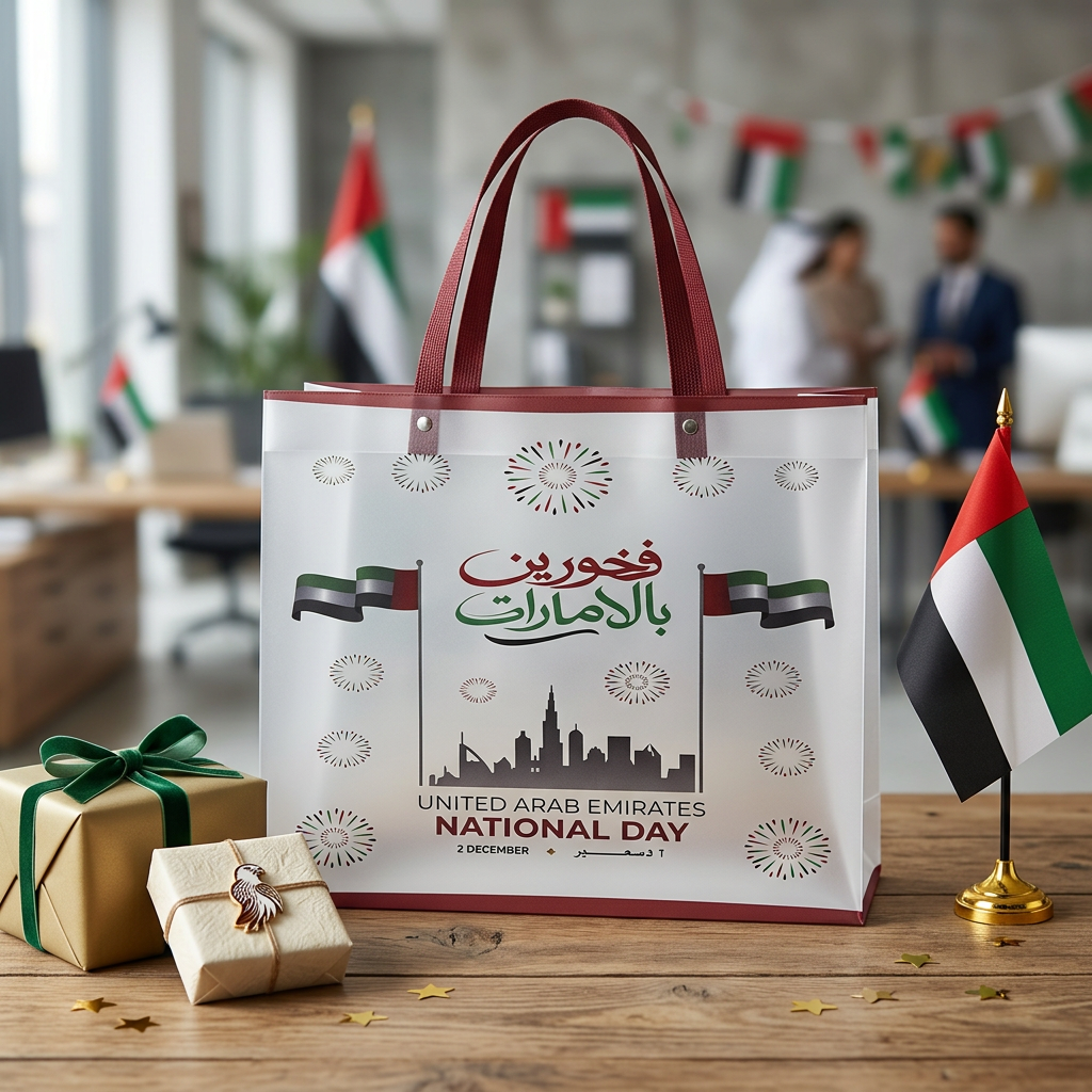 UAE National Day Plastic Gift Bag with Handles - 25×32cm