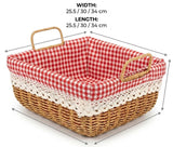 Square Woven Storage Basket with Gingham Lining & Handles
