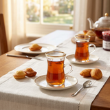 ABL Glass & Ceramic Cup and Saucer 12 Piece Set - 120ml