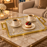 صينية تقديم أكريليك مايفلاور مع مقابض معدنية ذهبية - 45×30 سم