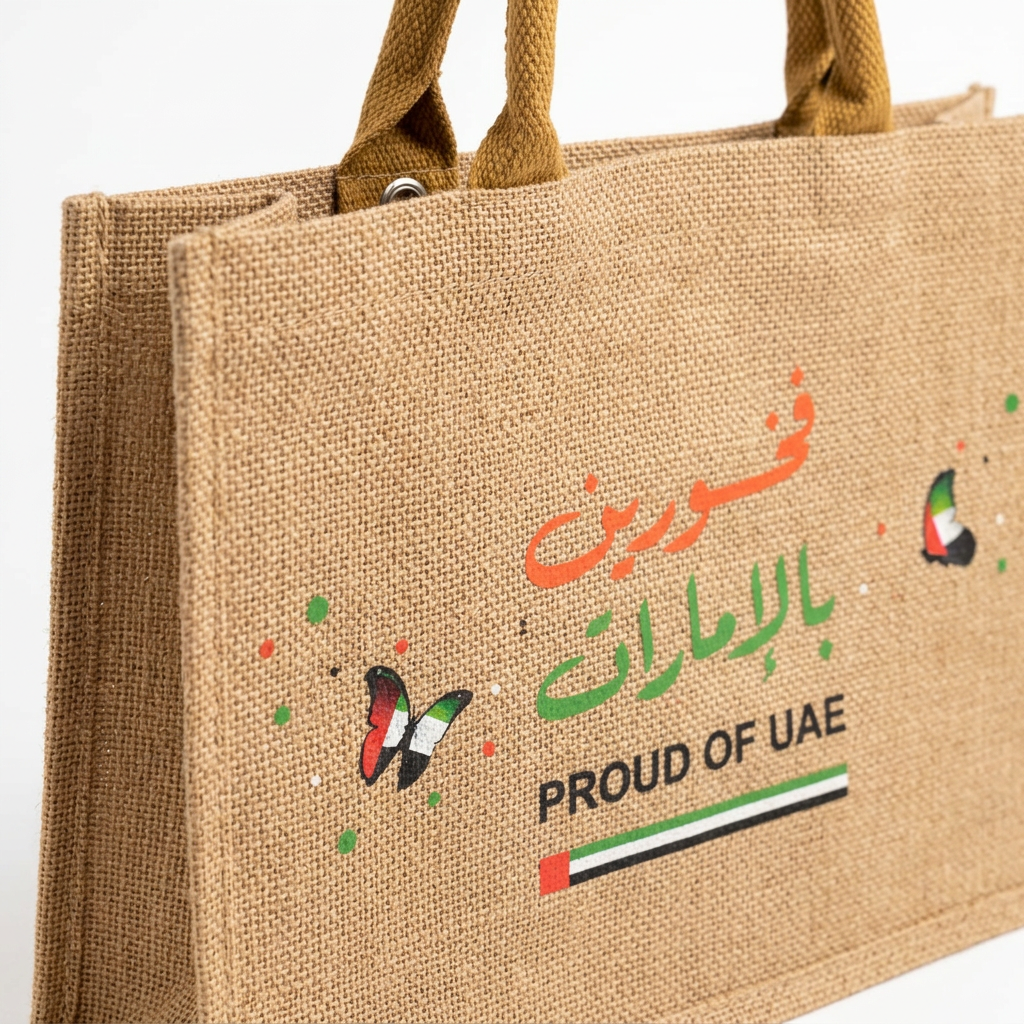 UAE-Inspired Arabic Calligraphy Jute Tote Bag - 30×40cm