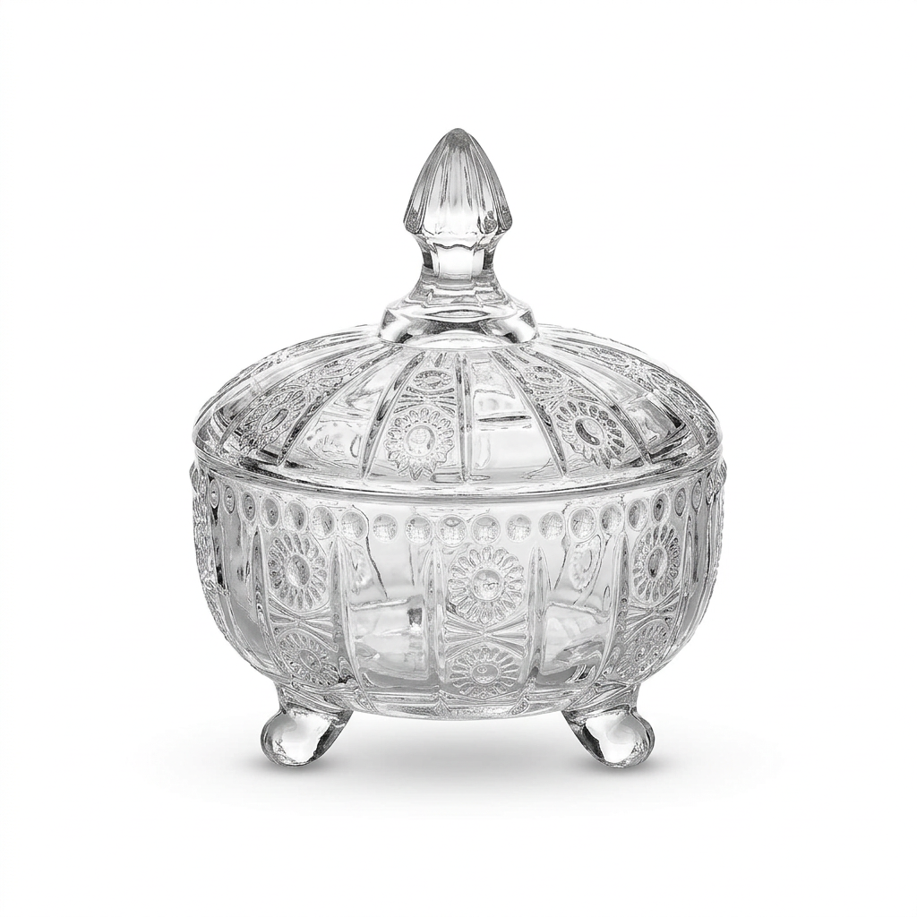 Glass Sugar Pot with Decorative Lid – 8×5cm