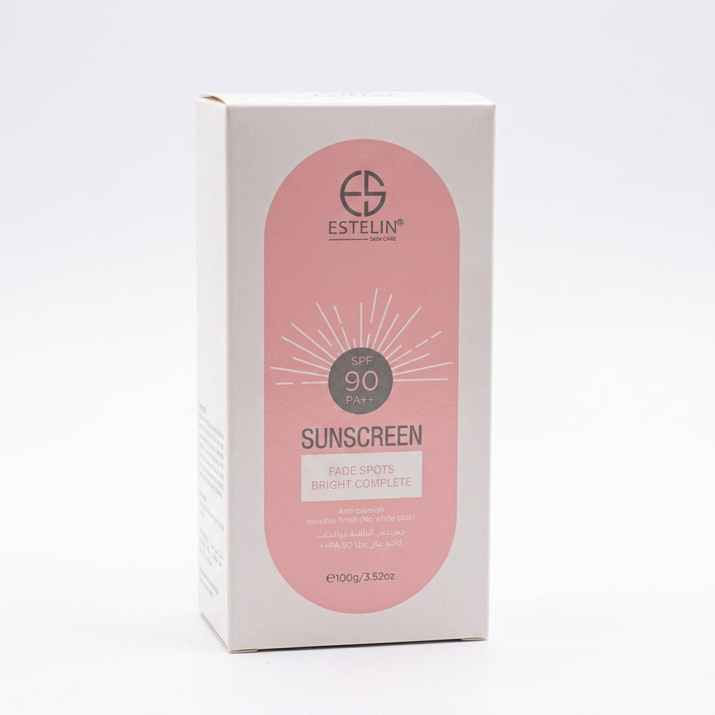 Estelin Fade Spots Bright Complete Sunscreen SPF90 PA++ – Niacinamide & Rosehip Oil Face Sunscreen 100g