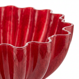 Resin Decorative Footed Bowl with Fluted Design Burgundy - 25×30cm