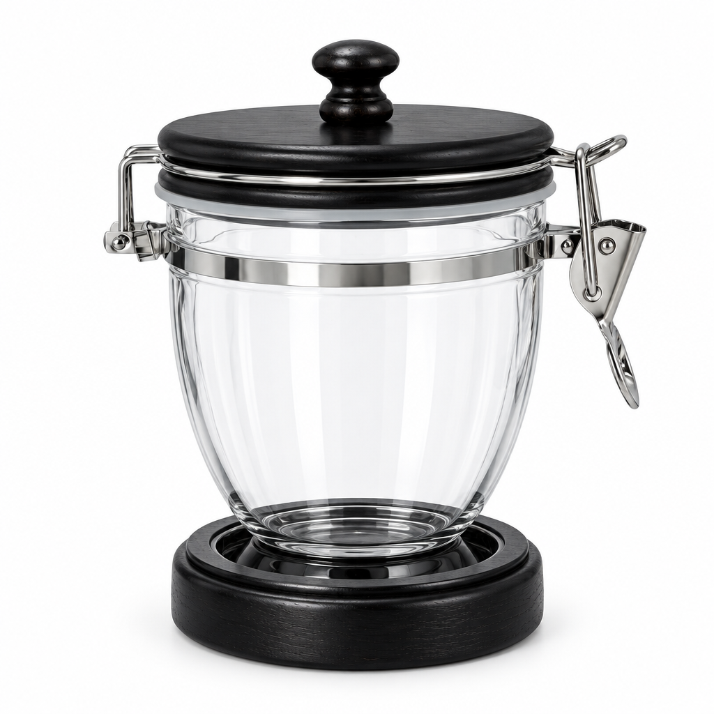 Acrylic and Wooden Canister with Clip Lid - 500ml