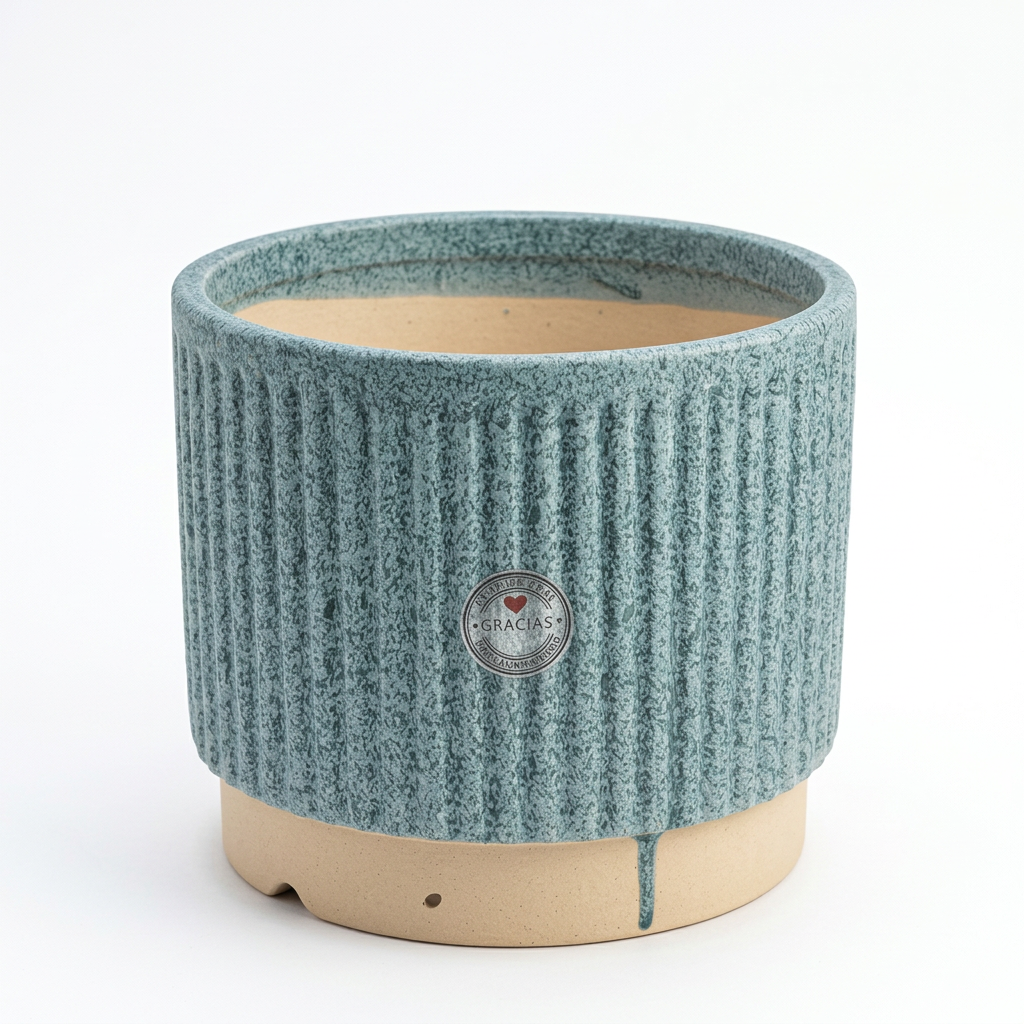 Ceramic Flower Vase Teal Blue – 16×20cm