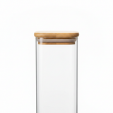 Square Glass Storage Jar with Natural Bamboo Lid - 5×30cm