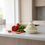 Slama Cream & Olive Gold Ceramic Tajine Set - 13cm