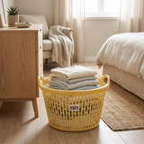 Azco Plastic Laundry Basket with Carry Handles Yellow - 50×25cm