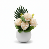Artificial Flower Plant Cream with White Plastic Pot - 30cm