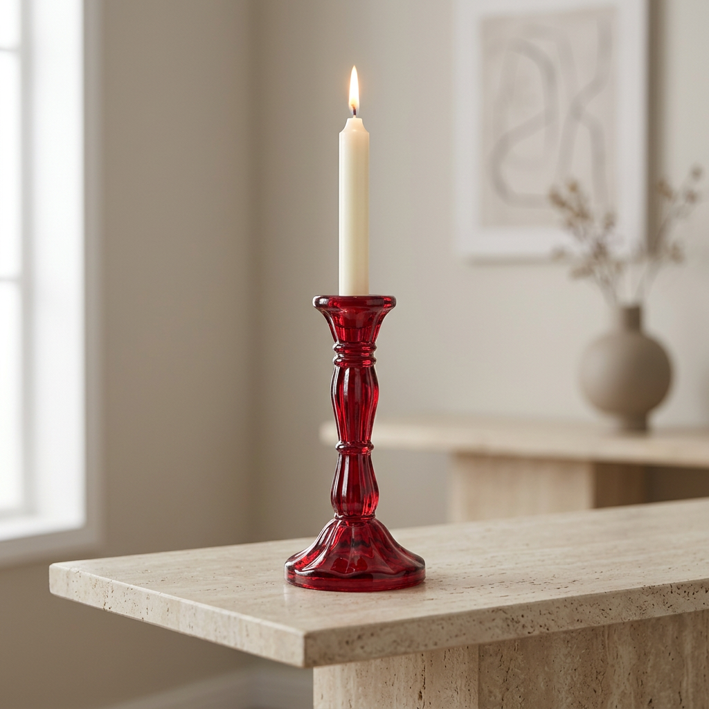 Crystal Candle Holder Red – 20cm