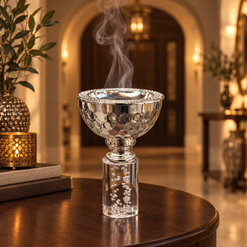 Metal Incense Burner with Acrylic Foot – 14×9cm