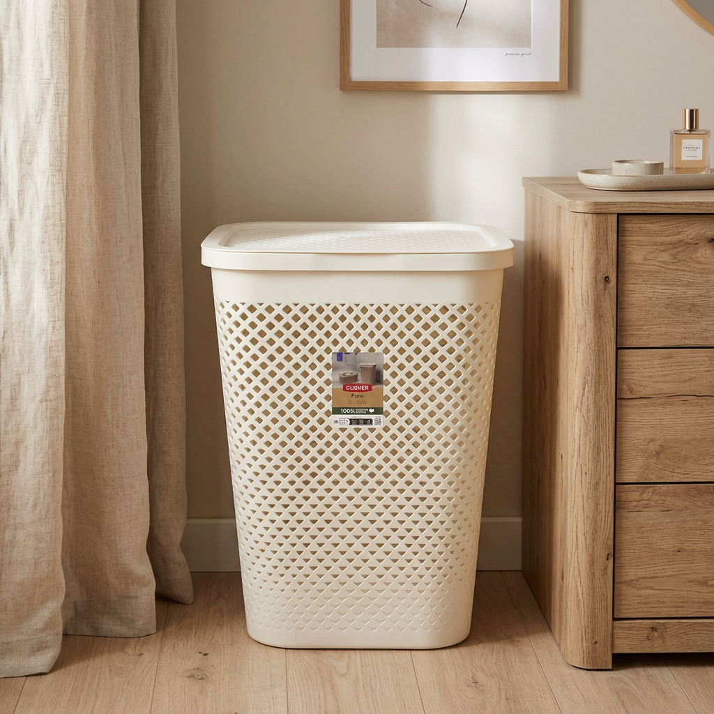 Curver Plastic Laundry Basket with Lid - 55 Litres