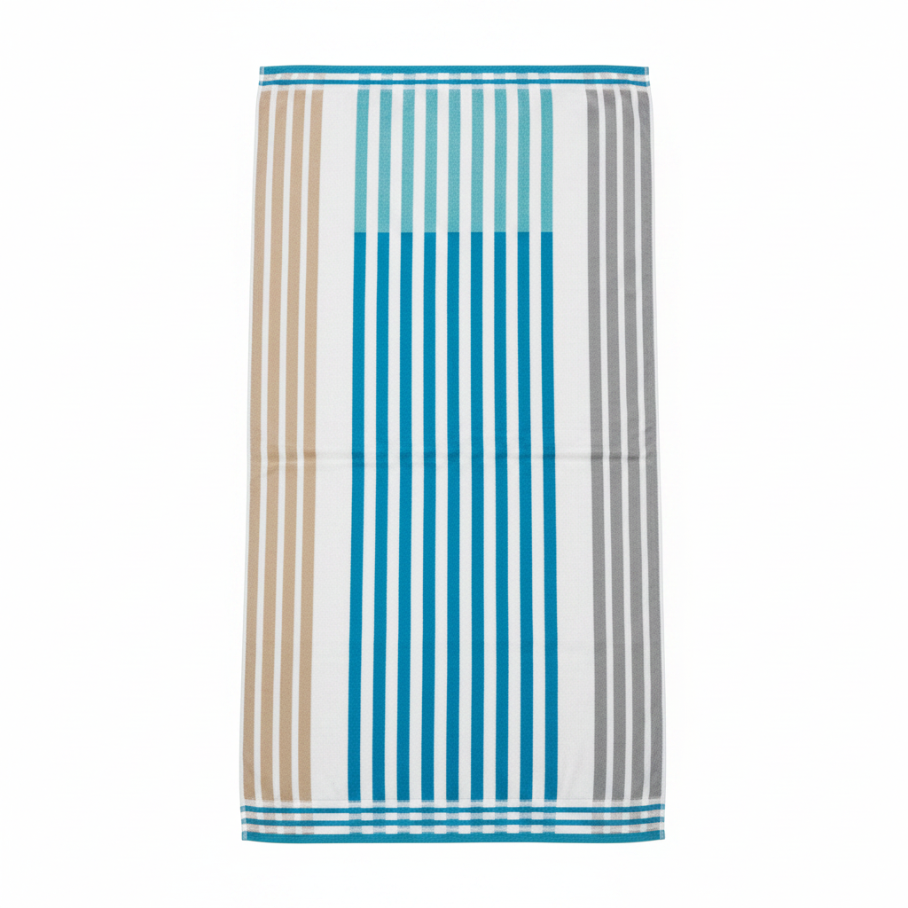 BTC Bath Towel Turquoise Blue & White Striped - 70×140cm