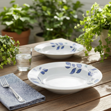 Henlee White & Blue Melamine Deep Plate - 10 Inch
