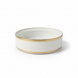 Ribbed Ceramic Serving Bowl with Lid White & Gold - 8-Inch