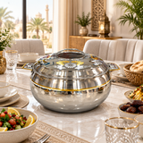 Ahrudh Zahr Stainless Steel Hotpot Silver & Gold - 2000ml