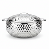 Pradeep Shahla Silver Stainless Steel Hotpot | Hammered Diamond-Texture Insulated Casserole Dish with Lid & Handles |