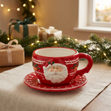 Ceramic Christmas Santa Cup and Saucer Set - 300ml