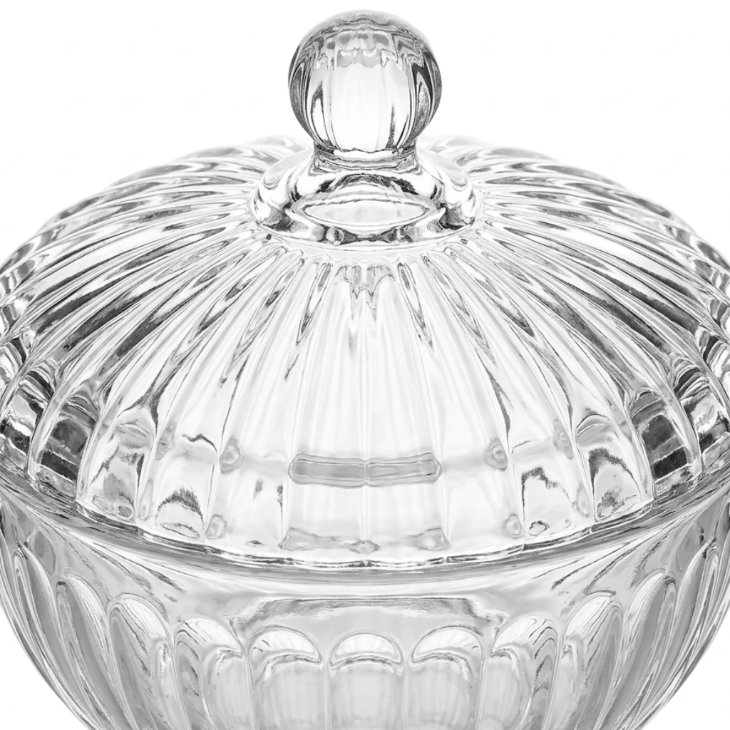 Deli Glass Sugar Pot with Decorative Lid – 8×10cm
