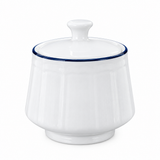 Luhpar Ceramic Sugar Pot with Lid White with Blue Rim - 360ml