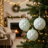 Plastic Christmas Hanging Balls 3-Piece Set Mint Green - 10cm